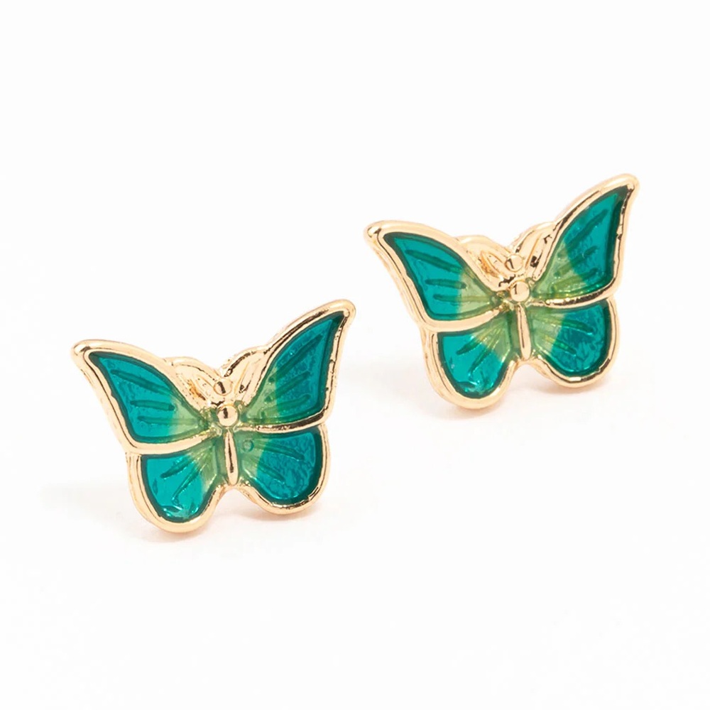 Gold Ombre Butterfly Stud Earrings